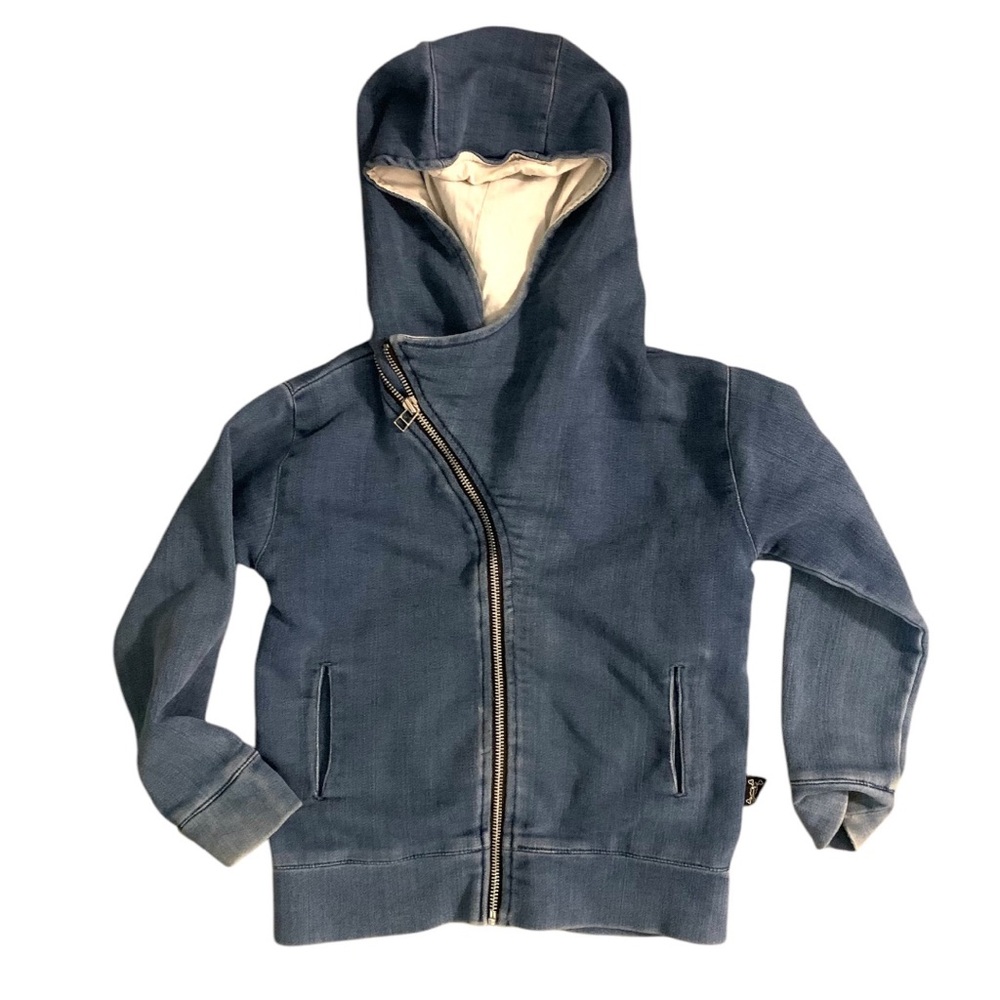 Girls age 3-4 blue hoodie with asymmetrical zipper